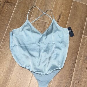 Abercrombie & Fitch Light Blue Satin Bodysuit
